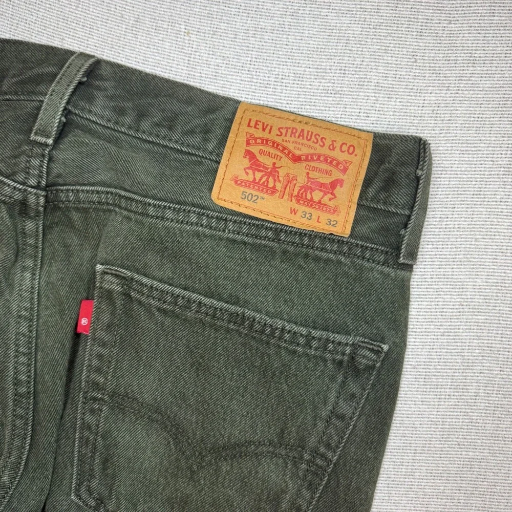 Levi's 502 Taper Fit Jeans Men 33x32 Olive Green Regular Tapered Denim